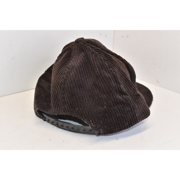 Vintage Coca Cola Corduroy Trucker Hat Brown Cap Snapback 90s Spell Out Logo USA - Picture 3 of 5
